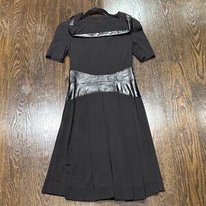 Black Dress with faux patented leather Accents